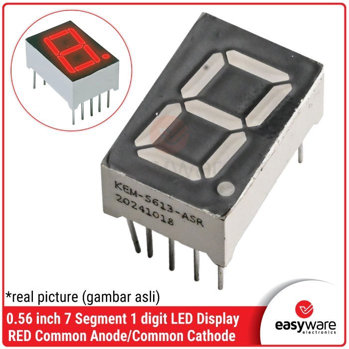 0.56 inch 7 Segment Merah – Display LED 1 Digit Common Anode / Common Cathode