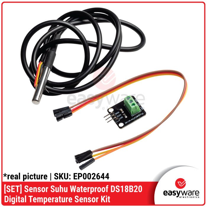 [SET] Sensor Suhu Waterproof DS18B20 Digital Temperature Kit – Tahan Air for Arduino
