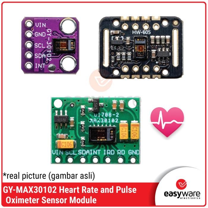 MAX30102 Heart Rate &amp; SpO2 Sensor Module – Sensor Detak Jantung Oksigen Darah I2C (Black / Purple / Green Board)