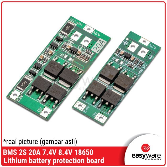 2S 20A BMS 7.4V 8.4V – Modul Proteksi Baterai Lithium 18650 (Standard / Balanced Version)