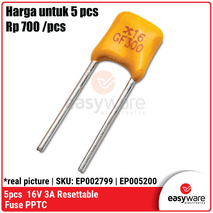 [5 PCS] Resettable Fuse PPTC 3A 16V GF300 RGEF300 - Sekring Otomatis