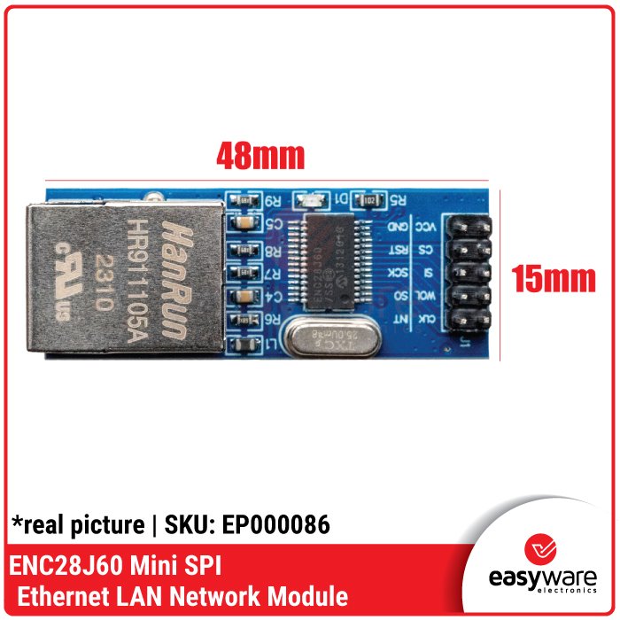 ENC28J60 Mini SPI Ethernet LAN Network Module for Arduino – 25MHz