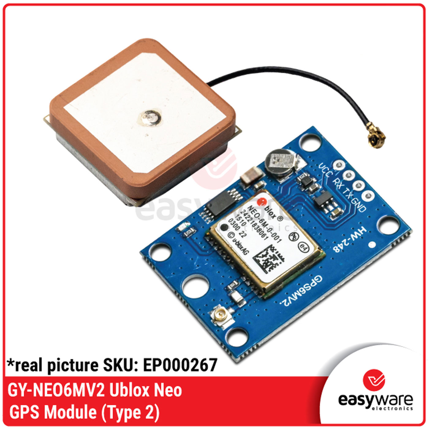 GY-NEO6MV2 Ublox NEO-6M GPS Module – Sensor Navigasi Antena Eksternal untuk Arduino