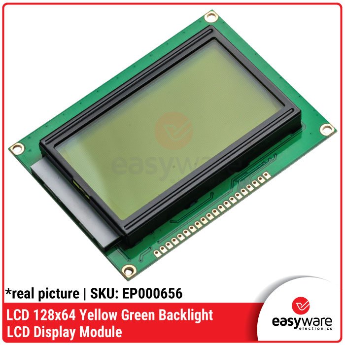 LCD Grafis 128×64 Yellow Green Backlight – Display LCD 128×64 untuk Arduino