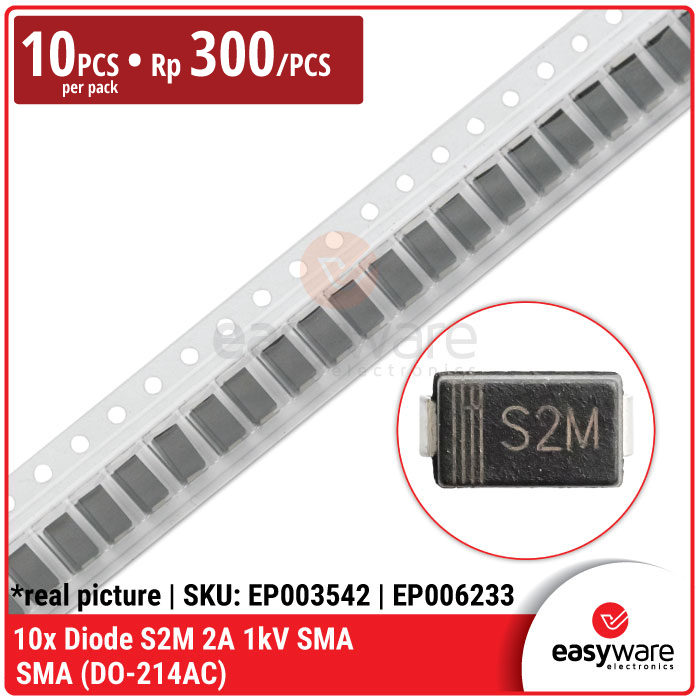 [10 PCS] Diode S2M 2A 1kV SMA DO-214AC Dioda S2M S2MA SMD SMT 2A