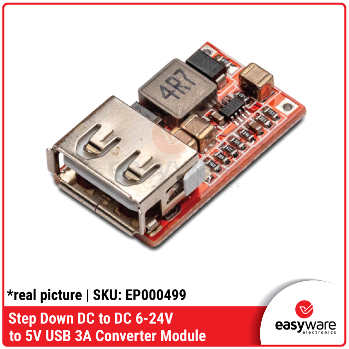 Modul Step Down DC-DC 6V-24V to 5V 3A USB Output Buck Charger Converter