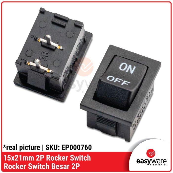 Rocker Switch 2P 15x21mm KCD1-101 6A 250V – Saklar Power Kotak On-Off 2 Pin