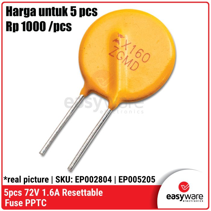 [5 PCS] XF160 RXEF160 72V 1.6A Resettable Fuse PPTC Sekring Reset Otomatis Auto Resettable Fuse Self Recovery