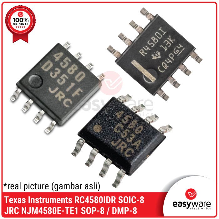 IC Dual Op-Amp NJM4580M NJM4580E RC4580IDR – IC Audio SOP-8 / DMP-8 Original JRC &amp; Texas Instruments
