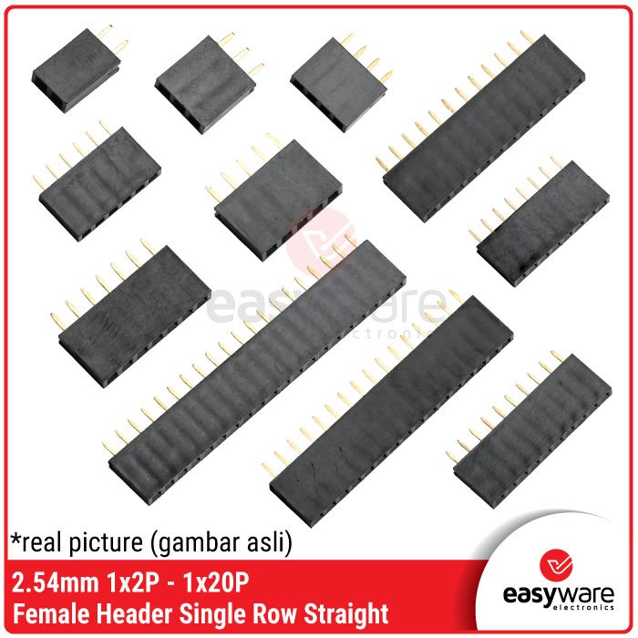[10 PCS] [5 PCS] 2.54mm Pin Header Female 1x2P 1x3P 1x4P 1x5P 1x7P/8P/9P/10P/12P/16P/20P Stackable Header 2 Pin 3 Pin Female Header Strip 2P 3P 4P 5P 6P