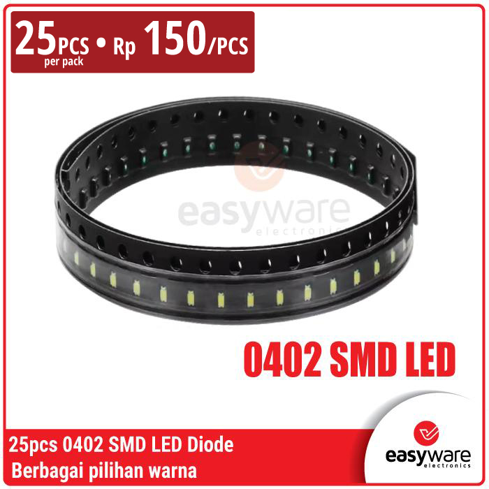 [25 PCS] LED SMD 0402 Merah/Hijau/Biru/Kuning/Putih/Oranye 0402 SMD LED Diode Red/Green/Blue/Yellow/White/Orange