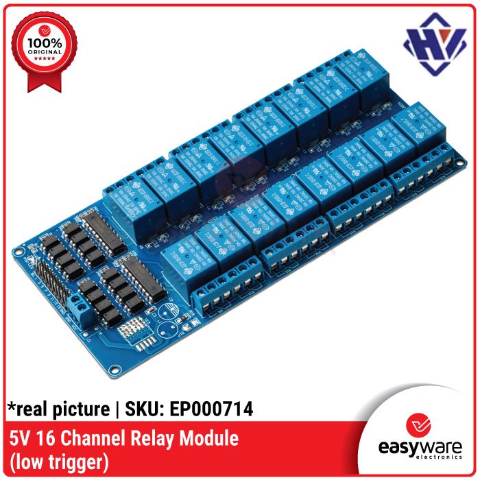 Relay 16 Channel 5V Low Level Trigger – Kontrol Lampu Otomasi Arduino PLC