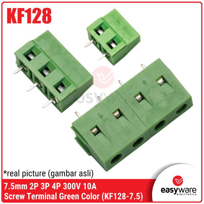 Terminal Block 2 Pin 3 Pin 4 Pin KF128-7.5 300V 16A 7.5 mm KF128 7.5 Screw Terminal Blok 2P 3P 4P