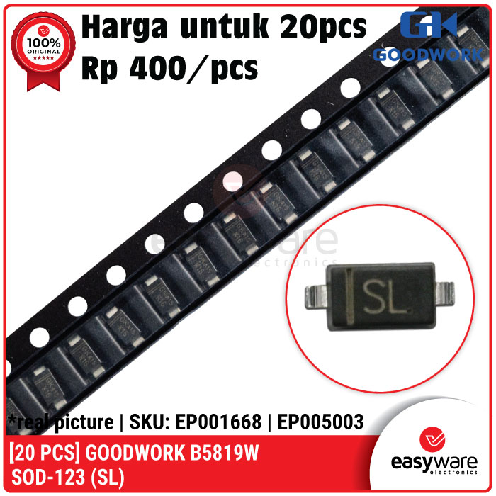 [20 PCS] GOODWORK B5819W B 5819 SOD-123 Schottky Diode 1A 40V SMD B5819 SL