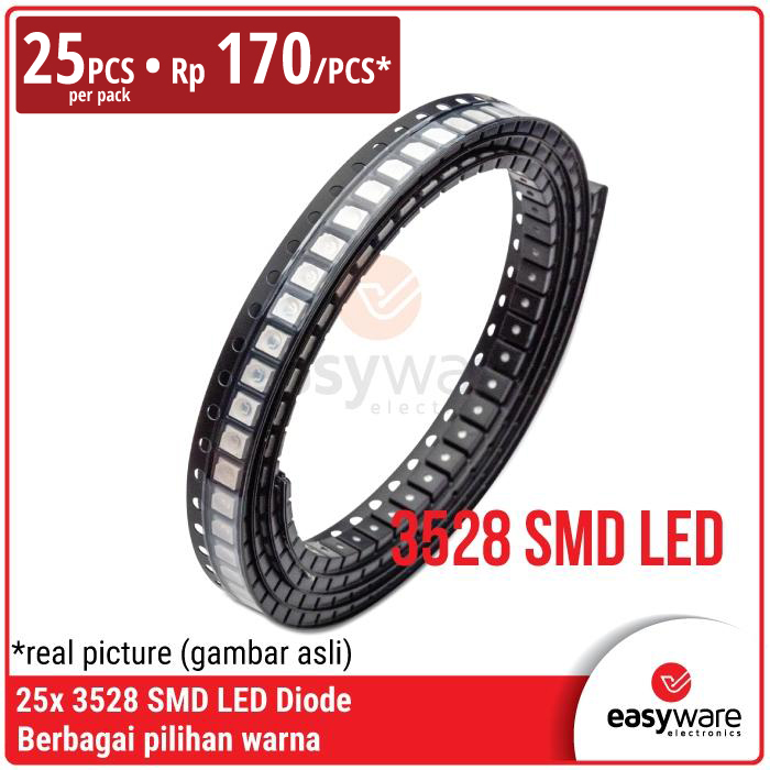 [25 PCS] LED SMD 3528 (1210) SMD LED Chip Warm White Red Green Blue Yellow Orange UV Pink RGB Ice Blue 3V SMT LED 1210 3528 Merah Hijau Biru