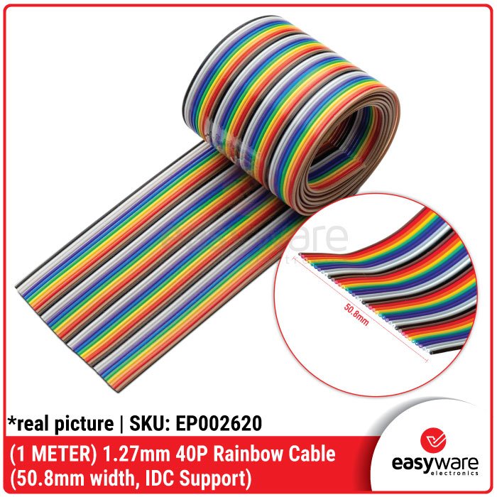 Kabel Rainbow 40P 1 Meter Pitch 1.27mm – Kabel Pelangi Flat Ribbon Cable IDC