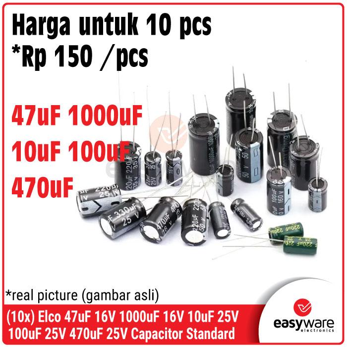 [10 PCS] Elco 47uF 16V 1000uF 16V 10uF 25V 100uF 25V 470uF 25V Elko Kapasitor