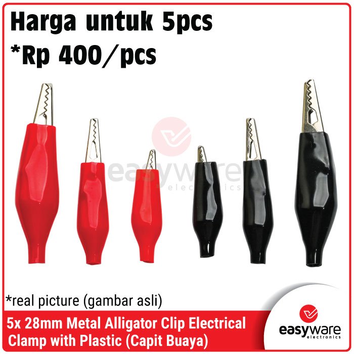 [5 PCS] Capit Buaya Kecil Sedang Besar Capit Aki Kabel Accu Aki Crocodile Clip 28mm 35mm 45mm Metal Alligator Clip Electrical Clamp Testing Probe