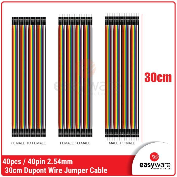 Kabel Jumper 30cm Dupont 40 Pin – Varian Male to Male / Female / Male-Female 2.54mm