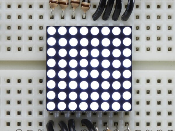 Adafruit Miniature Ultra-Bright 8x8 White LED Matrix for Arduino 1079