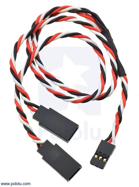 Twisted Servo Y Splitter Cable 3Pin length 12"(300mm) Female - 2x Male