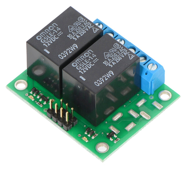 Pololu Basic 2-Channel SPDT Relay Carrier con Relè 12VDC (Assemblato) Modulo Relè 2 Canali