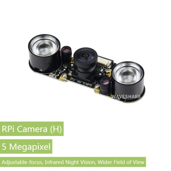 Waveshare Raspberry Pi Camera (H) Fisheye Lens Supports Night Vision 5 Megapixel FFC