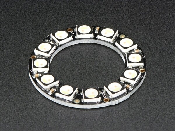 Adafruit NeoPixel Ring 12x 5050 RGBW LEDs con driver integrati Bianco freddo 6000K