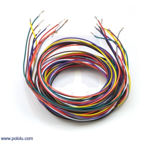 Pololu Wires with Pre-crimped Terminals 10-Piece Rainbow Assortment F-F 60"