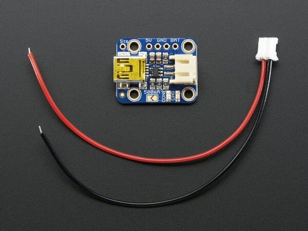 Adafruit Mini Lipo USB LiIon LiPoly Caricabatterie con Jack USB Mini-B per Batteria Ricaricabile 3.7V/4.2V