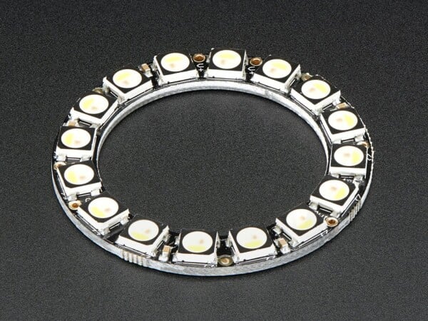 Adafruit NeoPixel Ring 16x 5050 RGBW LED con driver integrati Bianco Caldo ~3000K