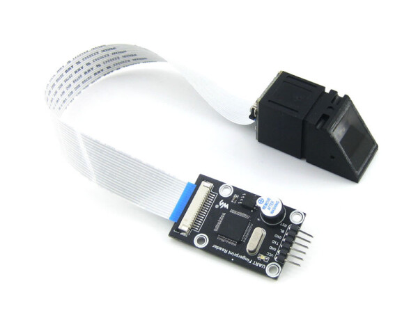 Waveshare UART Fingerprint Reader, onboard processor STM32F205, commercial fingerprinting algorithm, optical sensor