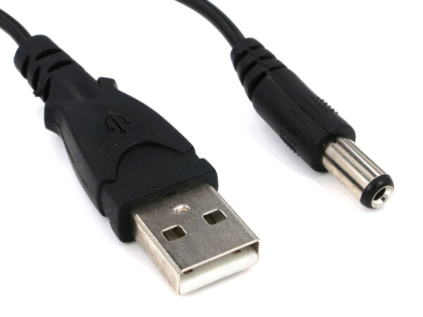 V-Tec USB Strom Adapterkabel Kabel A Stecker - DC Hohlstecker 5,5 x 2,1mm
