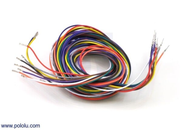 Pololu Wires with Pre-crimped Terminals 10-Piece Rainbow Assortment M-F 60"