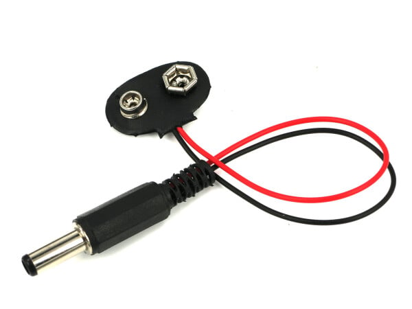 Clip per batteria 9V con connettore DC 5,5 x 2,1mm