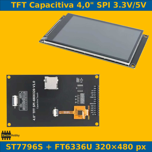 TFT 4.0" SPI Táctil Capacitiva