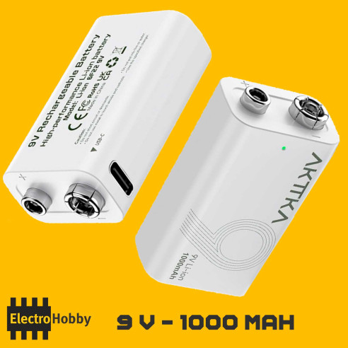 Batería de litio 9V USB C