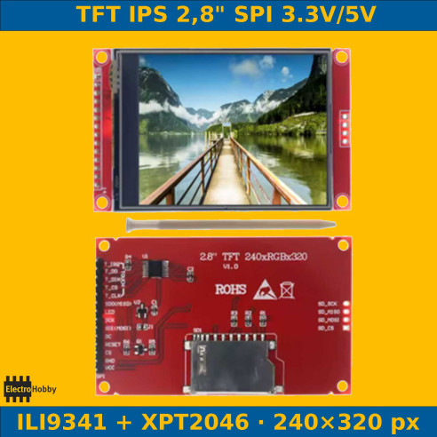 TFT 2.8" SPI Táctil Resistiva