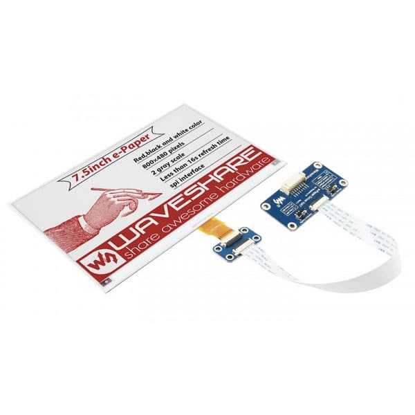 7.5 inch 800x480 E-Ink display HAT voor Raspberry Pi - Zwart - Wit - Rood