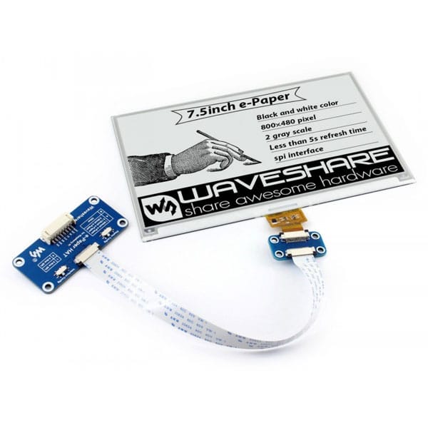 7.5 inch 800x480 E-Ink display HAT voor Raspberry Pi
