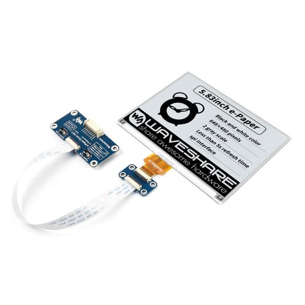 5,83 inch E-Paper display 648×480 HAT - Zwart - Wit