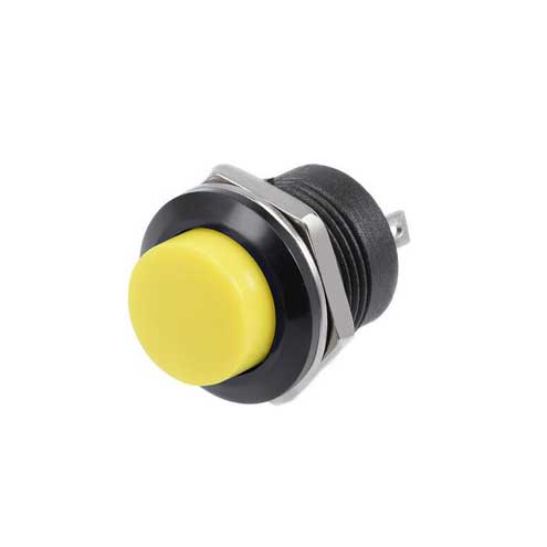 16mm Panel Mount puls push button - Geel