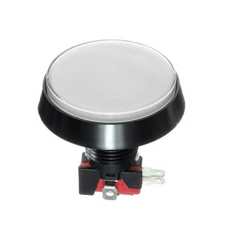 Grote Arcade knop met LED - 60mm Wit