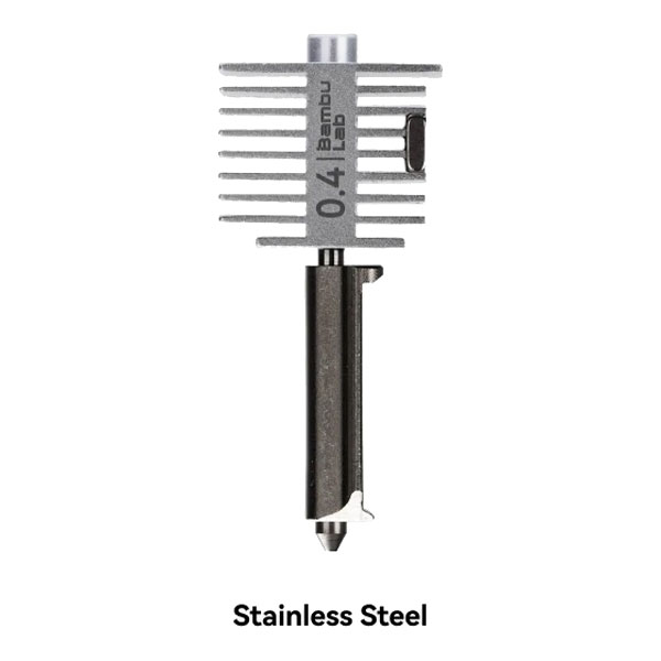 Bambu Lab Hotend met RVS Nozzle – 0.4mm A1