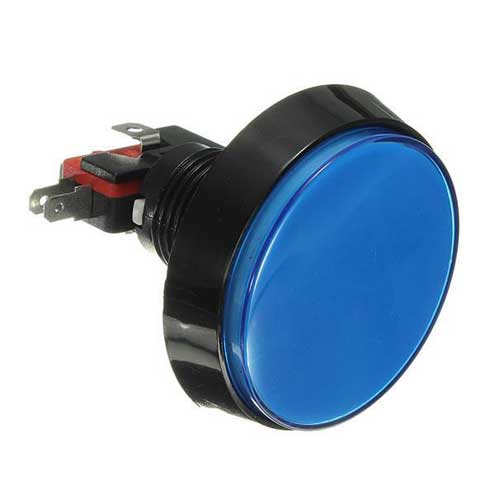 Grote Arcade knop met LED - 60mm Blauw