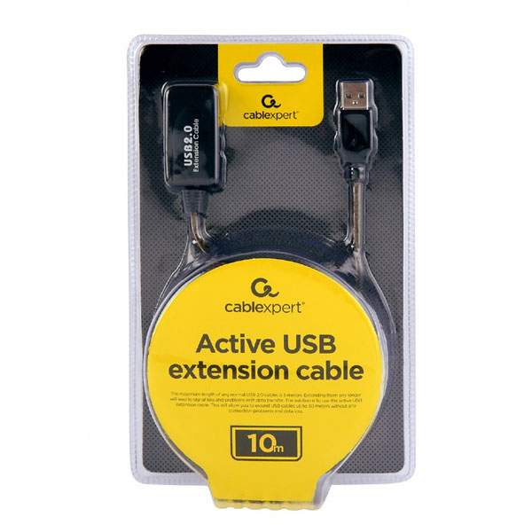 Actieve USB 2.0 verlengkabel 10 m zwart