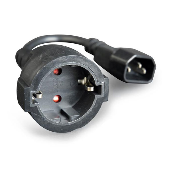 Apparaatsnoer C14 naar Schuko - 10A - 15cm