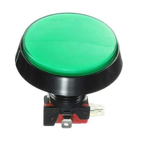 Grote Arcade knop met LED - 60mm Groen