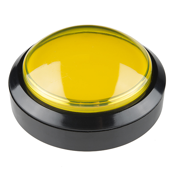 Grote Arcade knop met LED - 100mm Geel