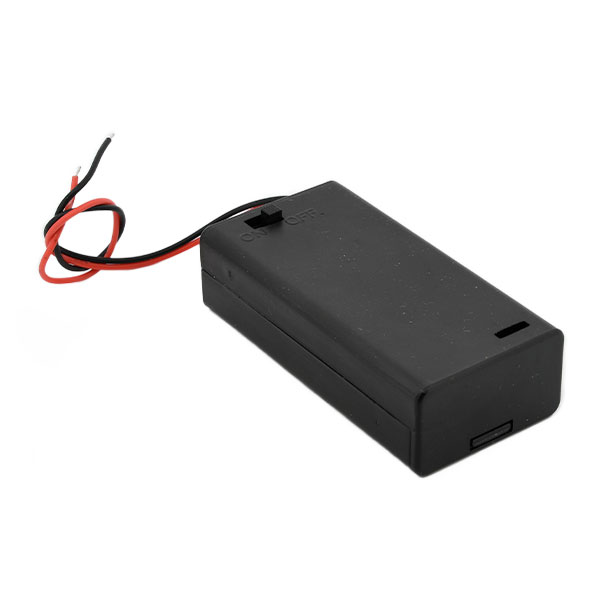 Batterij houder 2x AA - met deksel en schakelaar